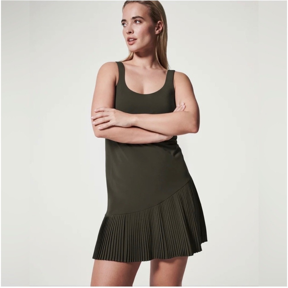 Spanx Yes Pleats Get Moving Dress Pine Stone Green Active Tennis Golf 3X